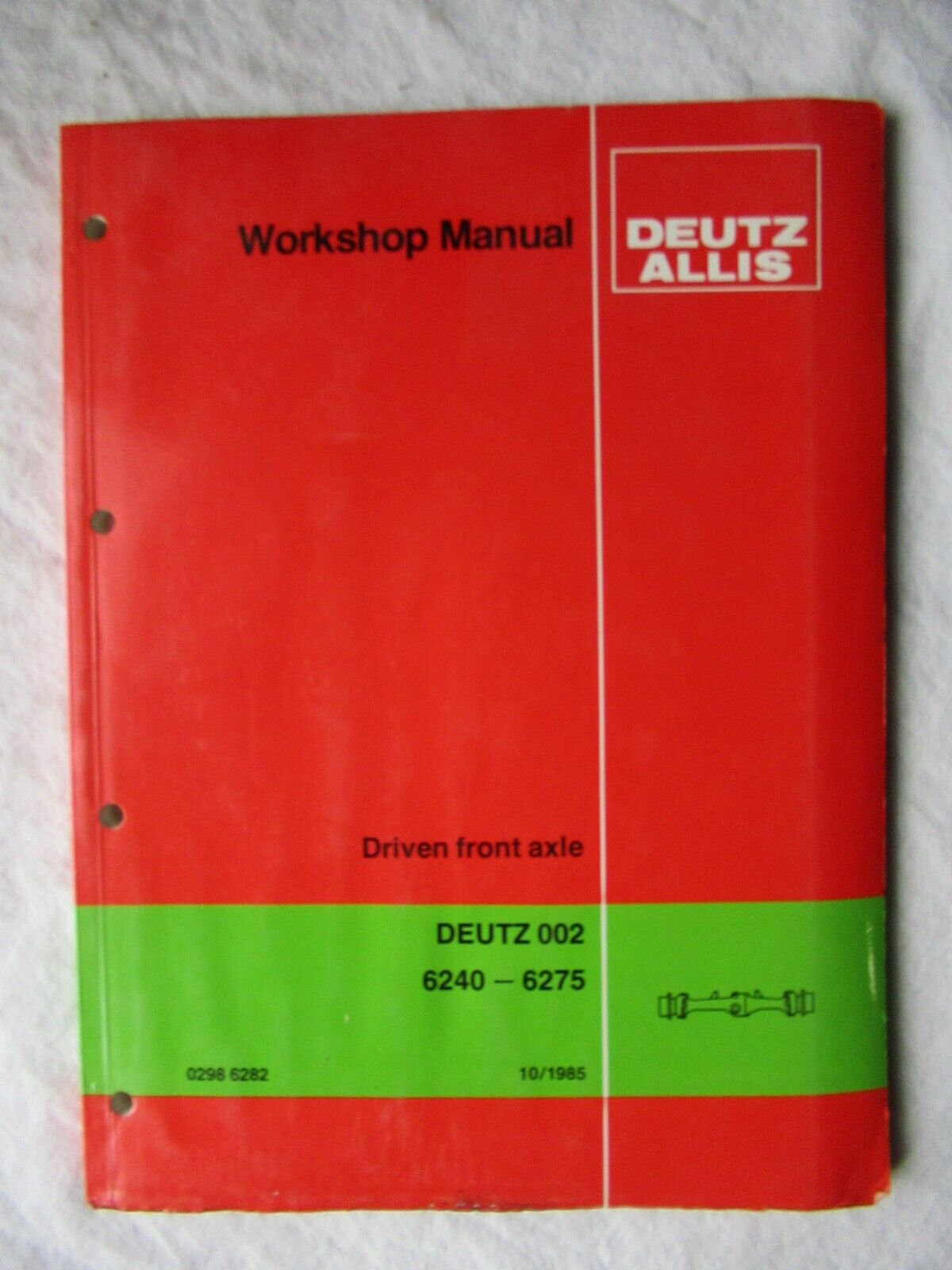 1985 Deutz Allis 6240 6275 Tractor  Driven Front Axle Service Manual