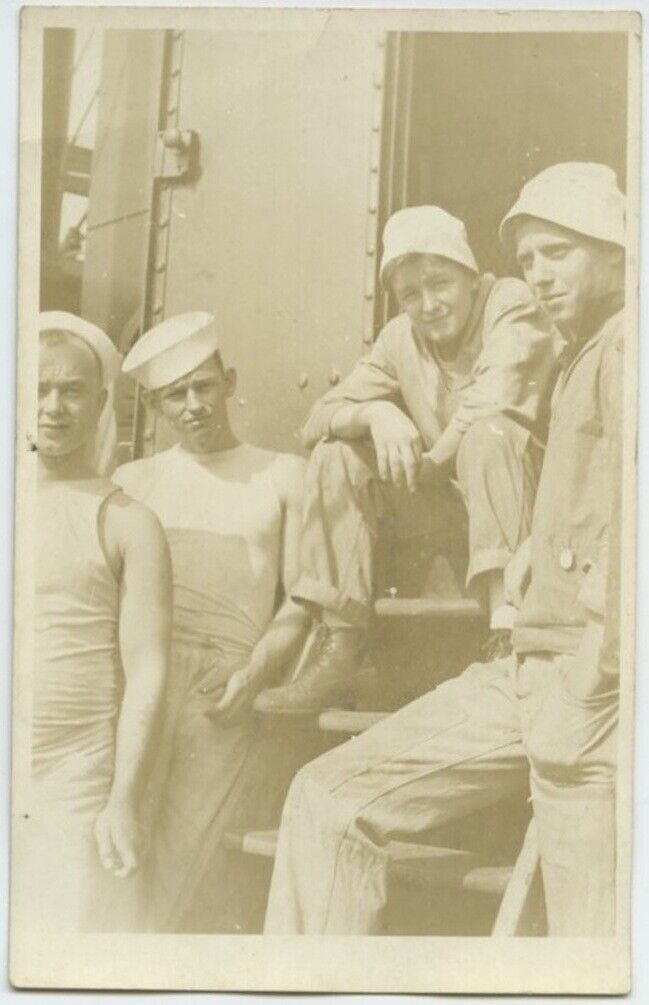Sailors Taking a Break Real Photo Vintage Postcard RPPC