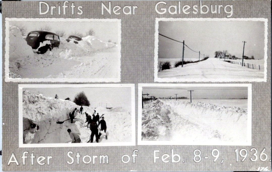 RPPC 1936. GALESBURG, ILL. SNOW STORM VIEWS. POSTCARD EP30