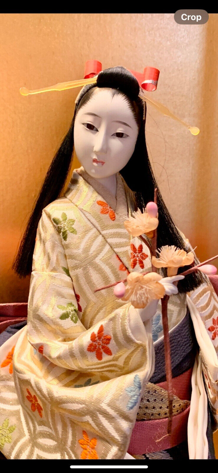   Vintage Geisha Japanese doll *Beautiful Fabric Detail & Workmanship 16 inches 