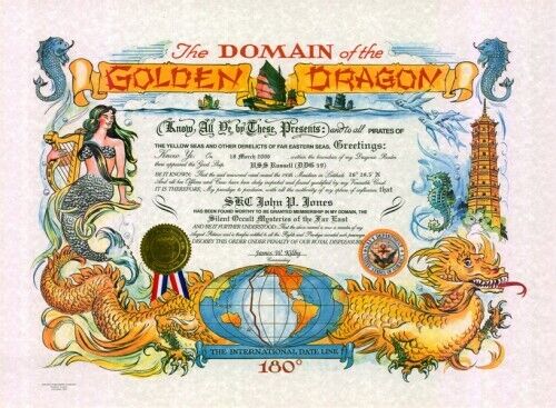 U.S.N & C.G. Domain of the Golden Dragon Certificate: 15.5 x 21, (Personalized)
