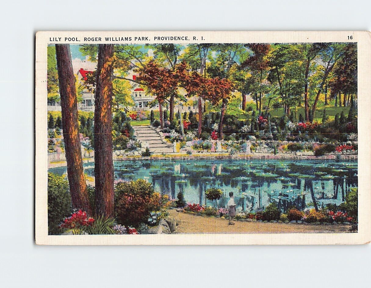 Postcard Lily Pool Roger Williams Park Providence Rhode Island USA