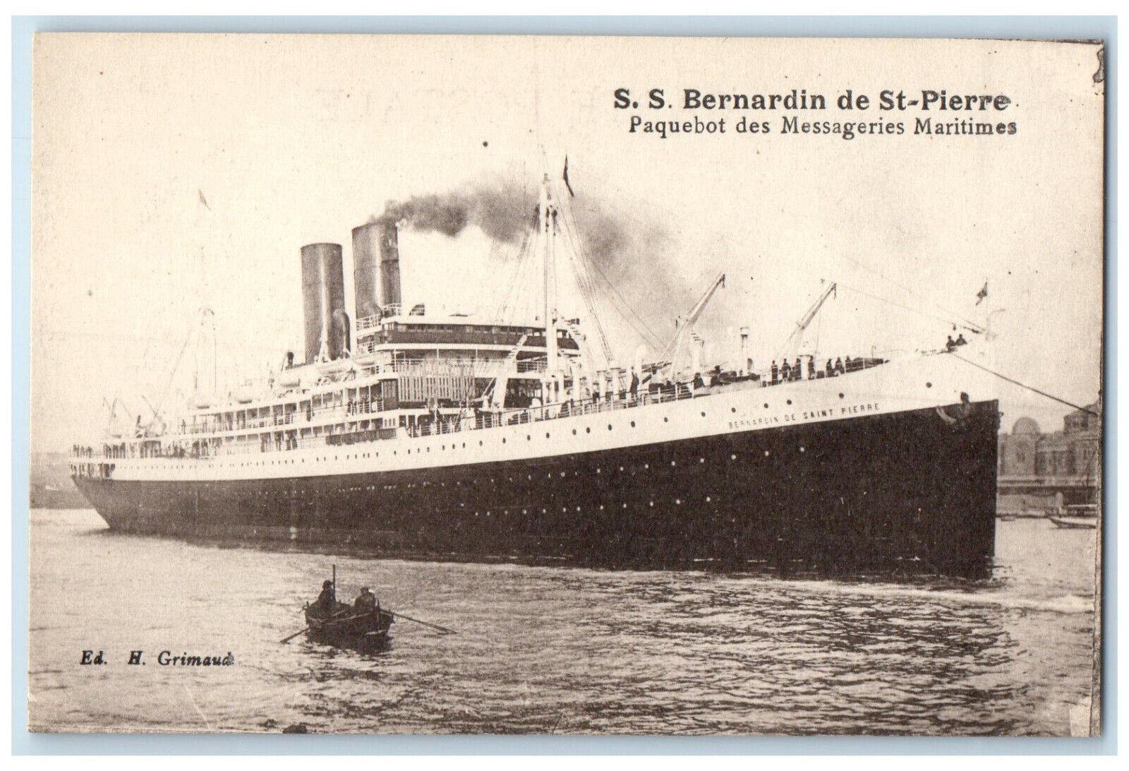c1910 S.S. Bernardin De St-Pierre Liner of Messageries Maritimes France Postcard