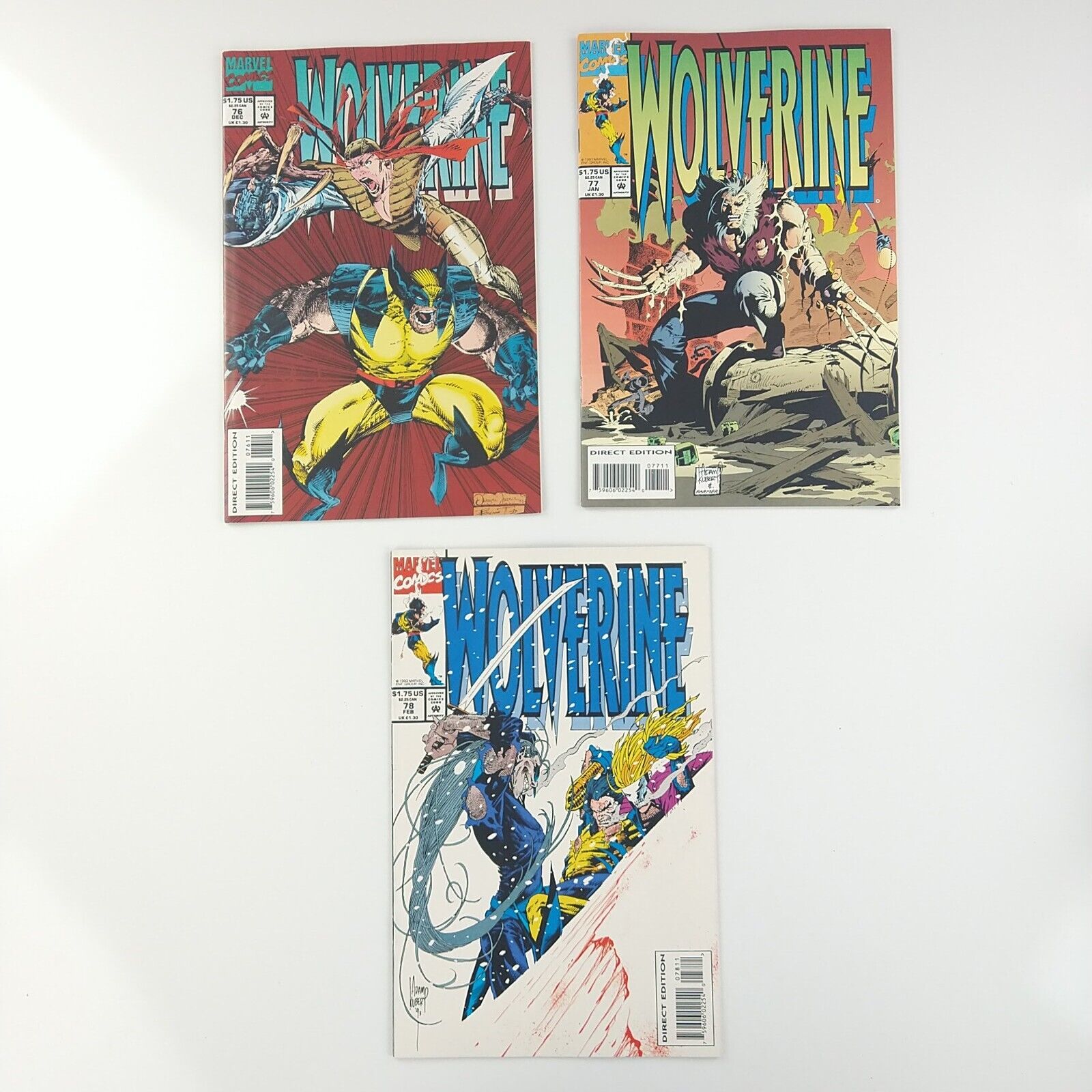Wolverine #76 77 78 Lot (1993 Marvel Comics)