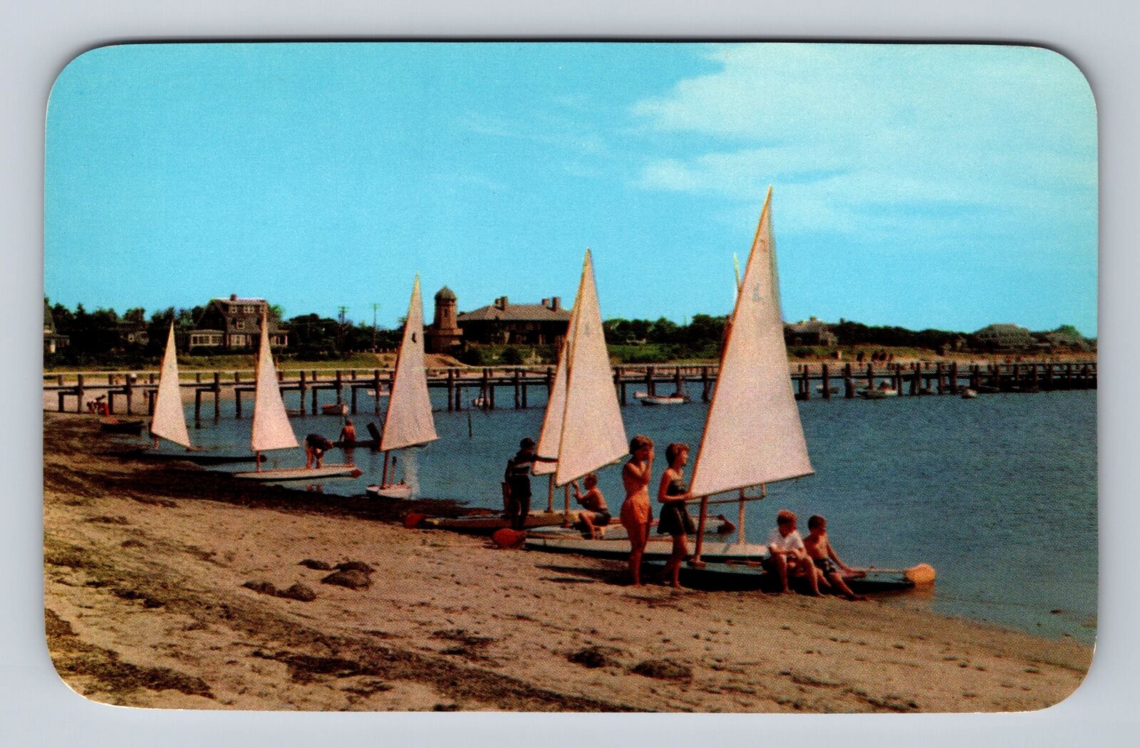 Cape Cod MA-Massachusetts, Hyannis Port, Sailboat Race, Antique Vintage Postcard