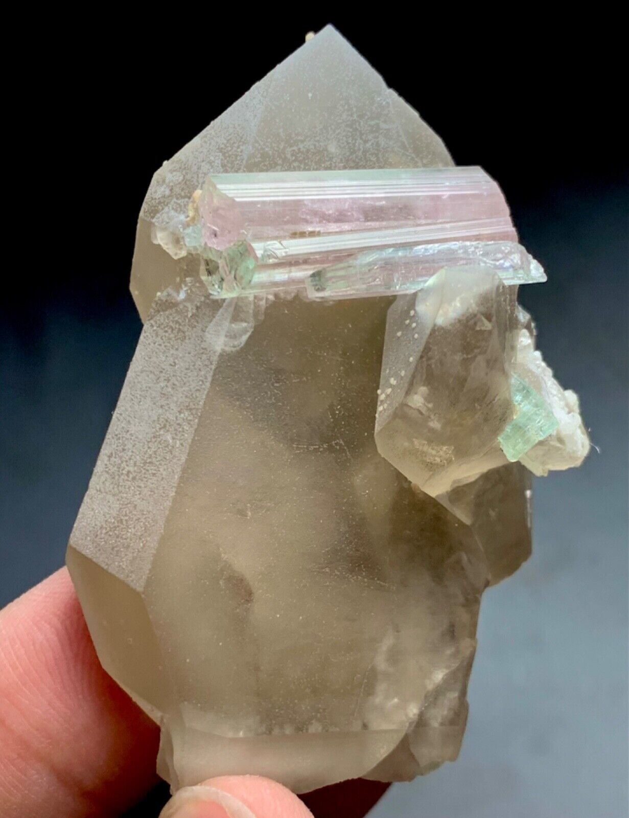 229 Carat Bi colour Tourmaline crystal with Quartz  Specimen 🔮from Afghanistan