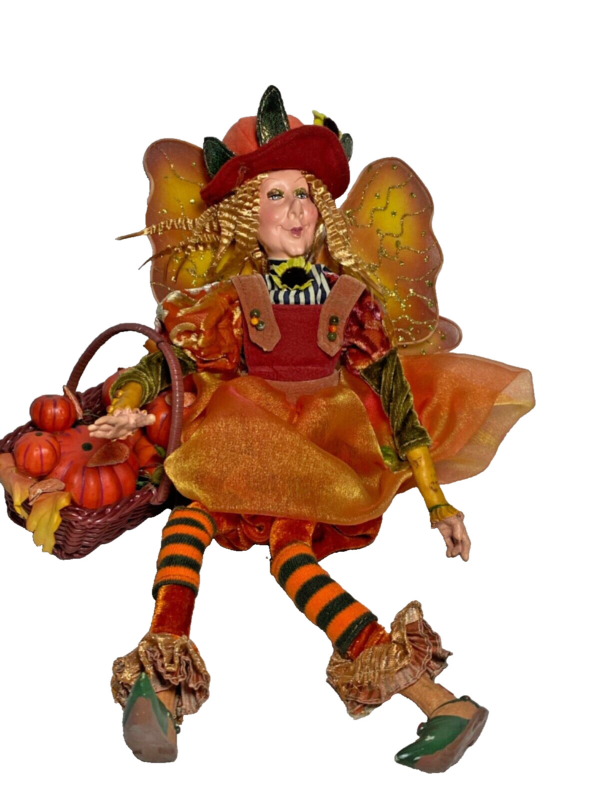 Vintage Winward Enchanted Ones Autumn Fairy Shelf Sitter Basket Pumpkins 14”