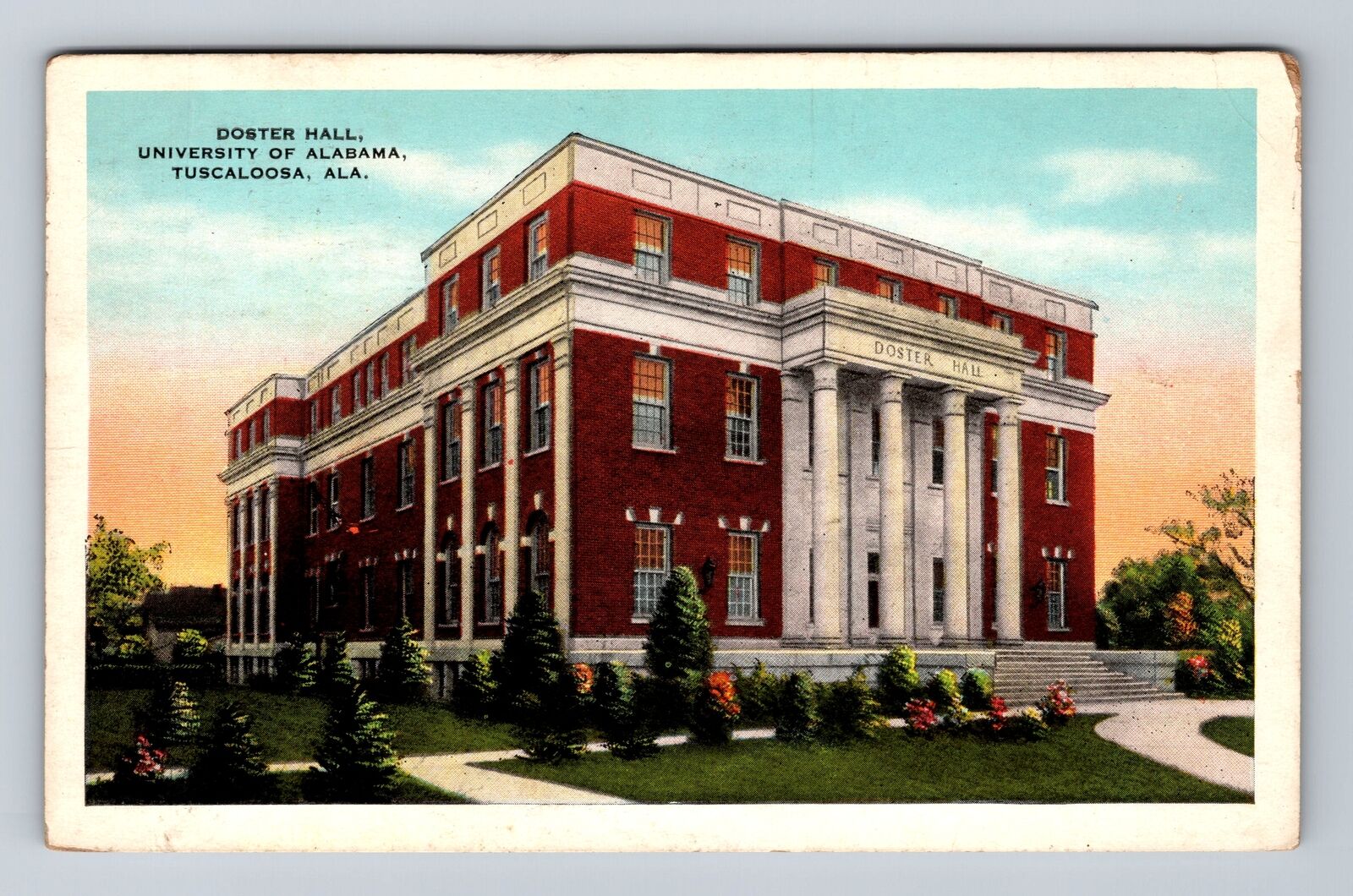 Tuscaloosa AL-Alabama, University of Alabama, Doster Hall Vintage c1937 Postcard