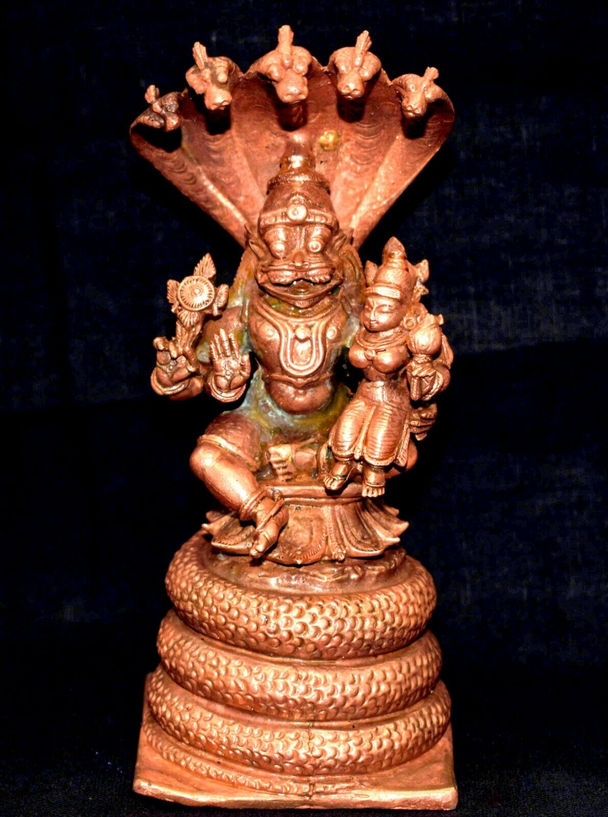 Laxmi Narsimha With Adishesha In Pure Solid Copper