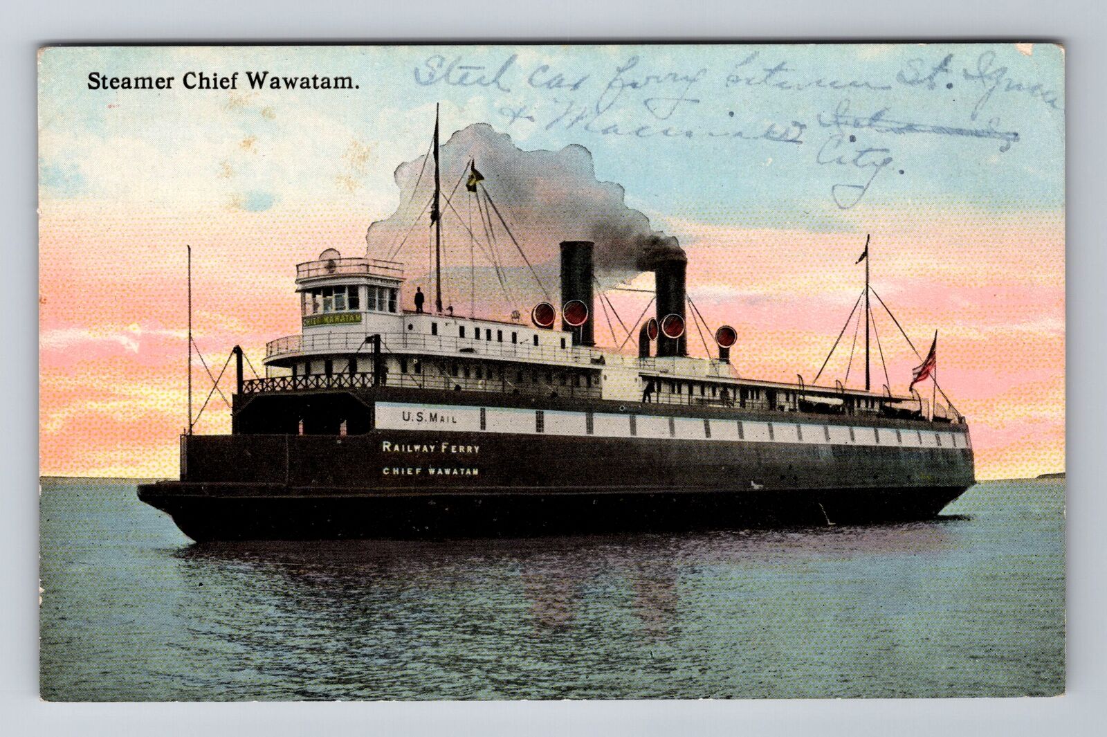 Steamer Chief Wawatam, Ship, Transportation, Antique, Vintage Souvenir Postcard