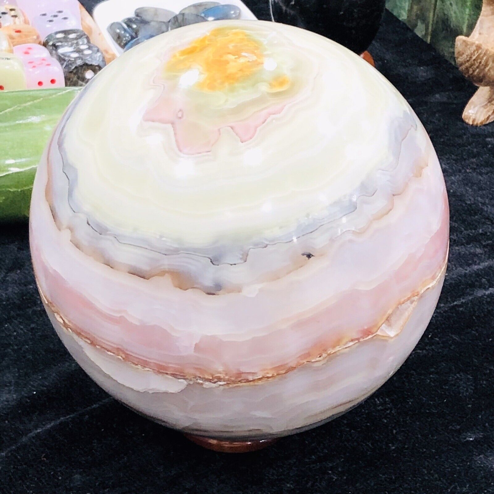 Pink Banded Onyx Big Sphere Ball Top Quality