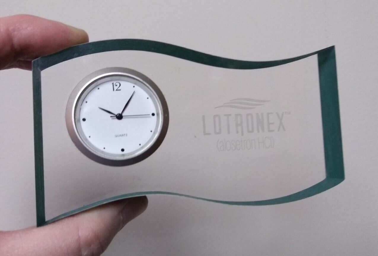 Clear Desk Clock Pharmaceutical Advertisement LOTRONEX alostron HCl Vintage