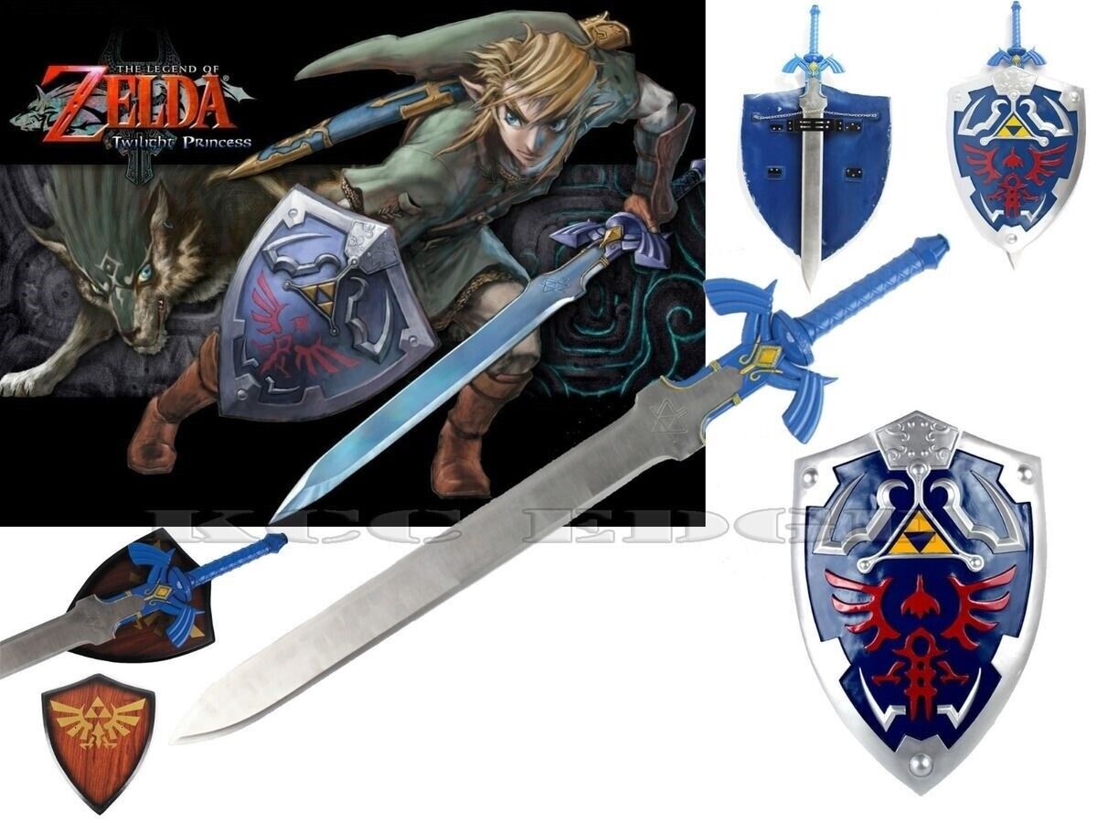 Zelda Link's Hylian Shield & Link's Master REAL RAZOR SHARP SWORD HOT COMBO SET