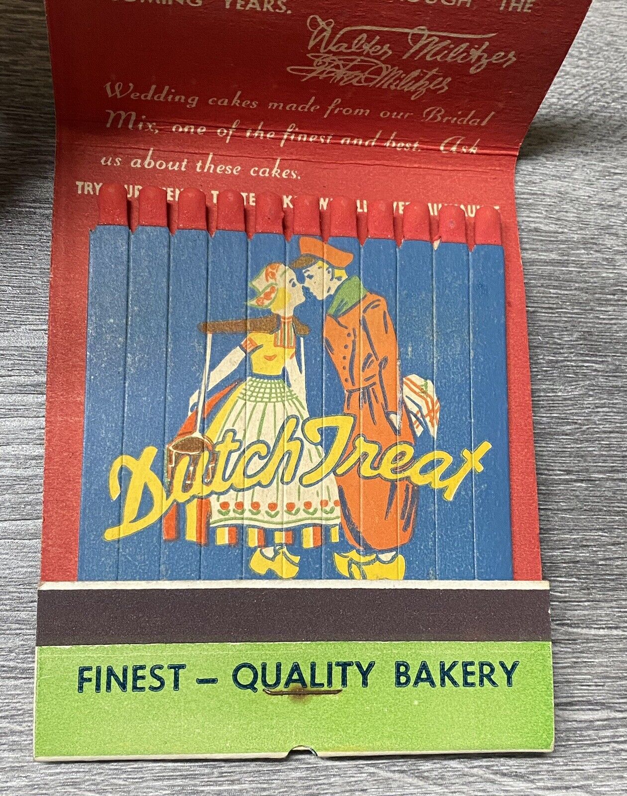 Dated 1948- Giant Feature Matchbook- Full Unstruck, Militzer’s Bakery, Milwaukee