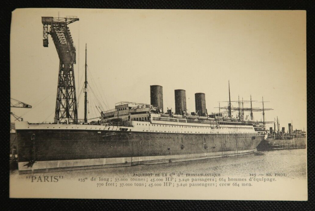 SS Pairs Postcard Steamship Black & White Photo Image in Drydock Harbor Ocean