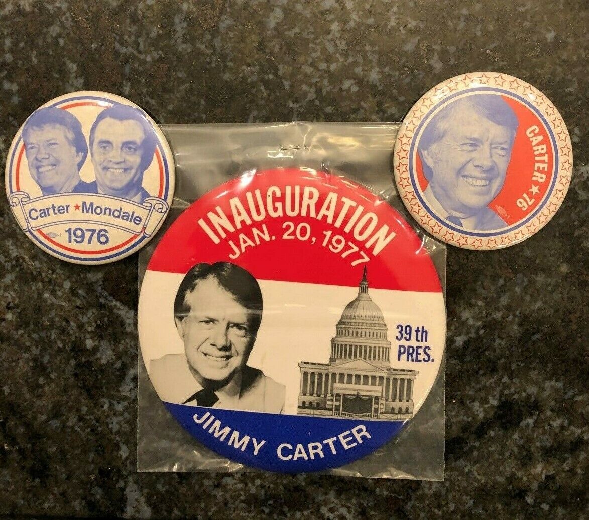 JIMMY CARTER+MONDALE 76 PRESIDENT INAUGURATION POLITICAL PINBACK/BUTTON LOT NEW