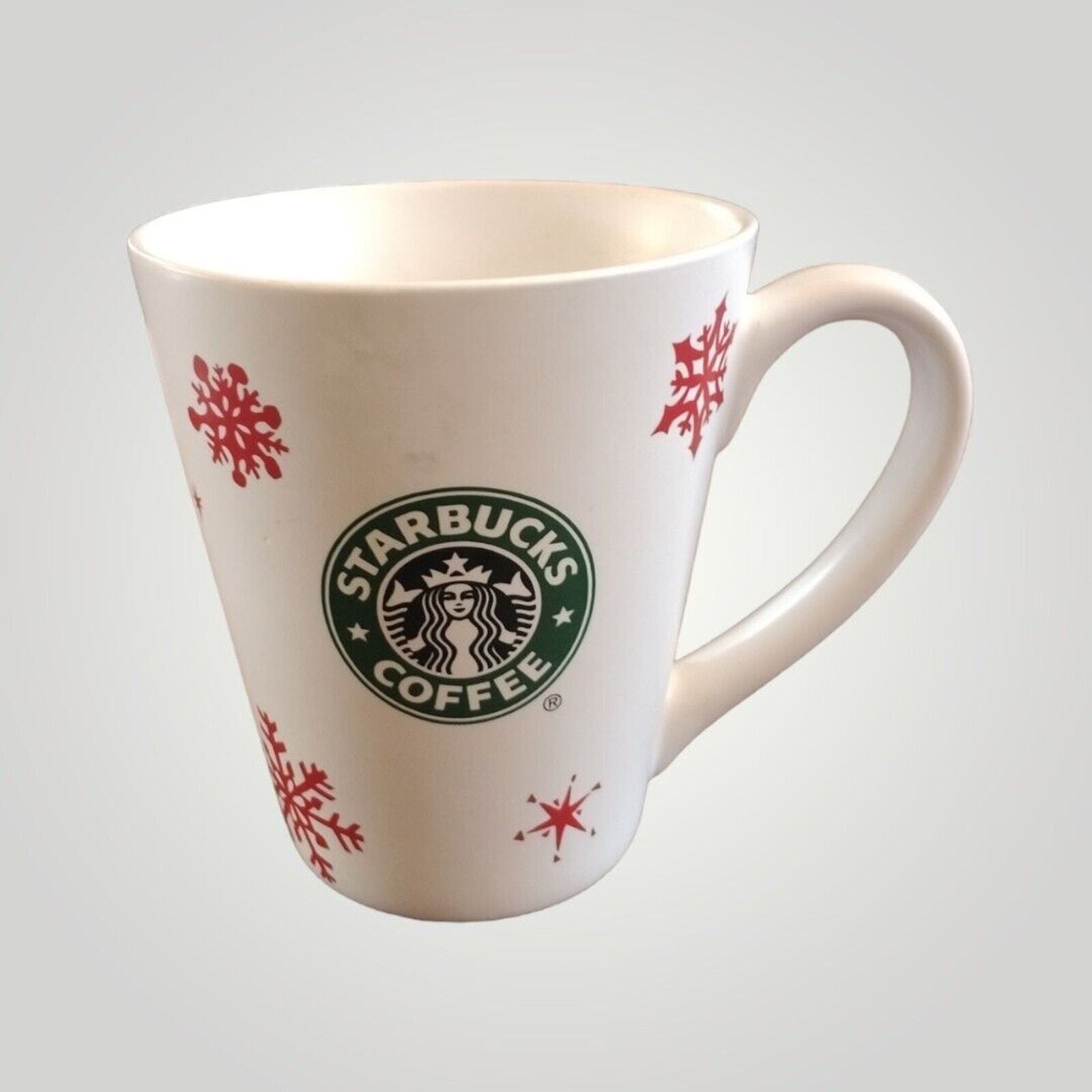 2010 Starbucks Christmas Coffee Mug White W/ Snowflakes