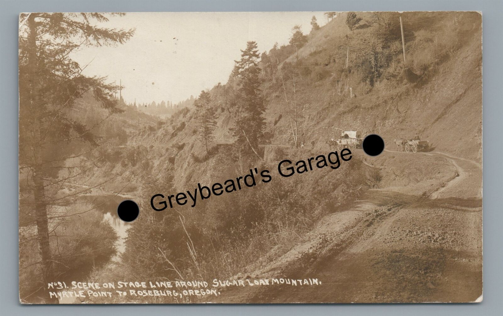 RPPC STAGECOACH Riad MYRTLE POINT ROSEBURG OR Oregon Vintage Real Photo Postcard