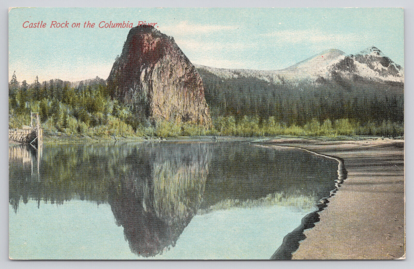 Postcard Washington Columbia River Castle Rock Beacon Rock Park