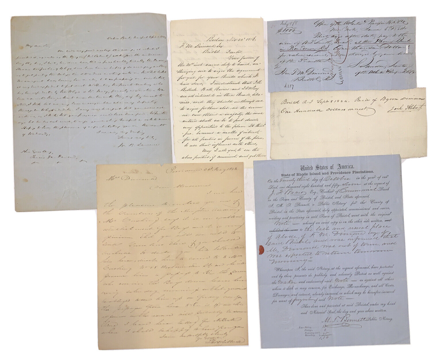 1824-1857, MANUSCRIPT ARCHIVE RELATED TO RHODE ISLAND GOVERNOR, FRANCIS M DIMOND