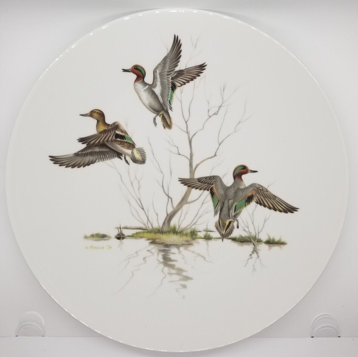LIMOGES Maynard Reece Green Wing Teal Bird Art Plate Numbered France Plate 12\