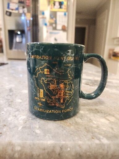 Vintage Operation Joint Guard Special Forces Marbled Teal/Gold Trim Coffee CUP 