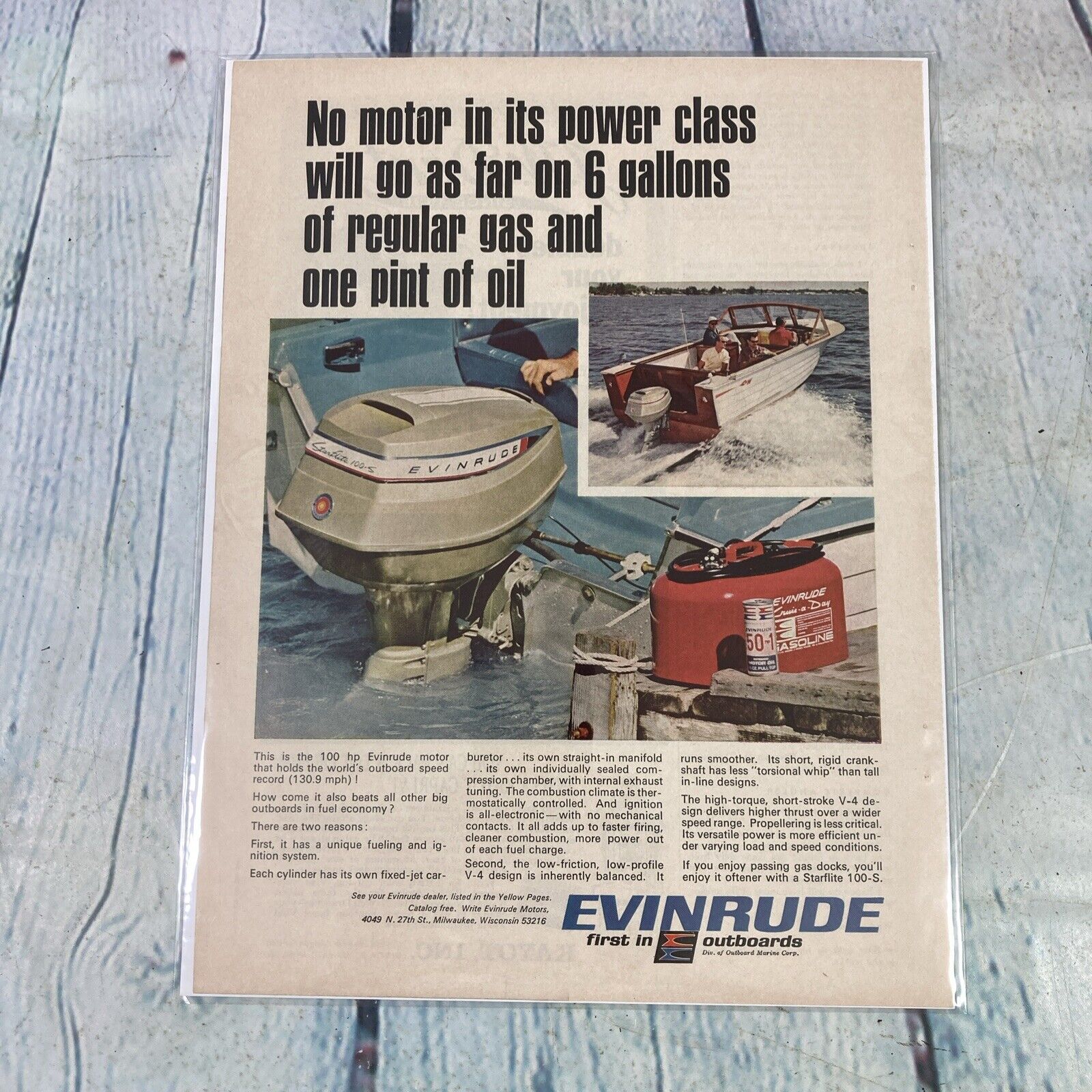 1967 Evinrude Boat Motor Vintage Print Ad/Poster Promo Art Magazine Page