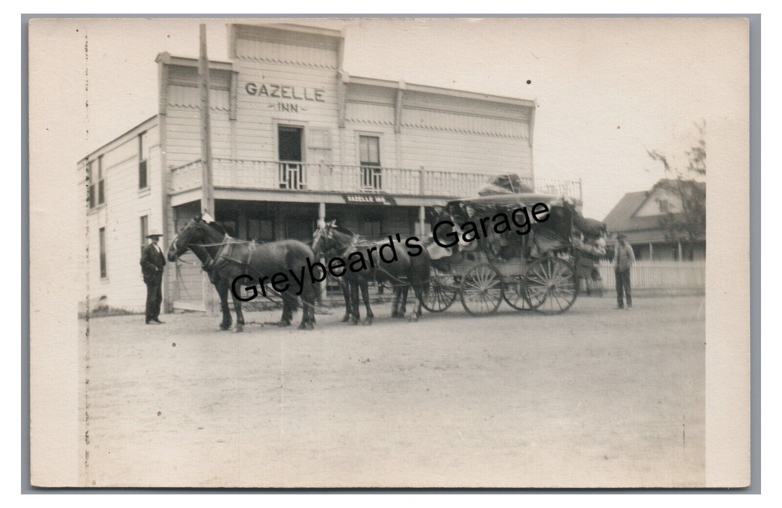 RPPC Stagecoach at Gazelle Inn GAZELLE CA Siskiyou County Real Photo Postcard