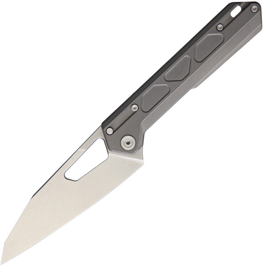 NOC Knives Chef Framelock Gray Tumbled Titanium Folding VG-10 Pocket Knife DT03