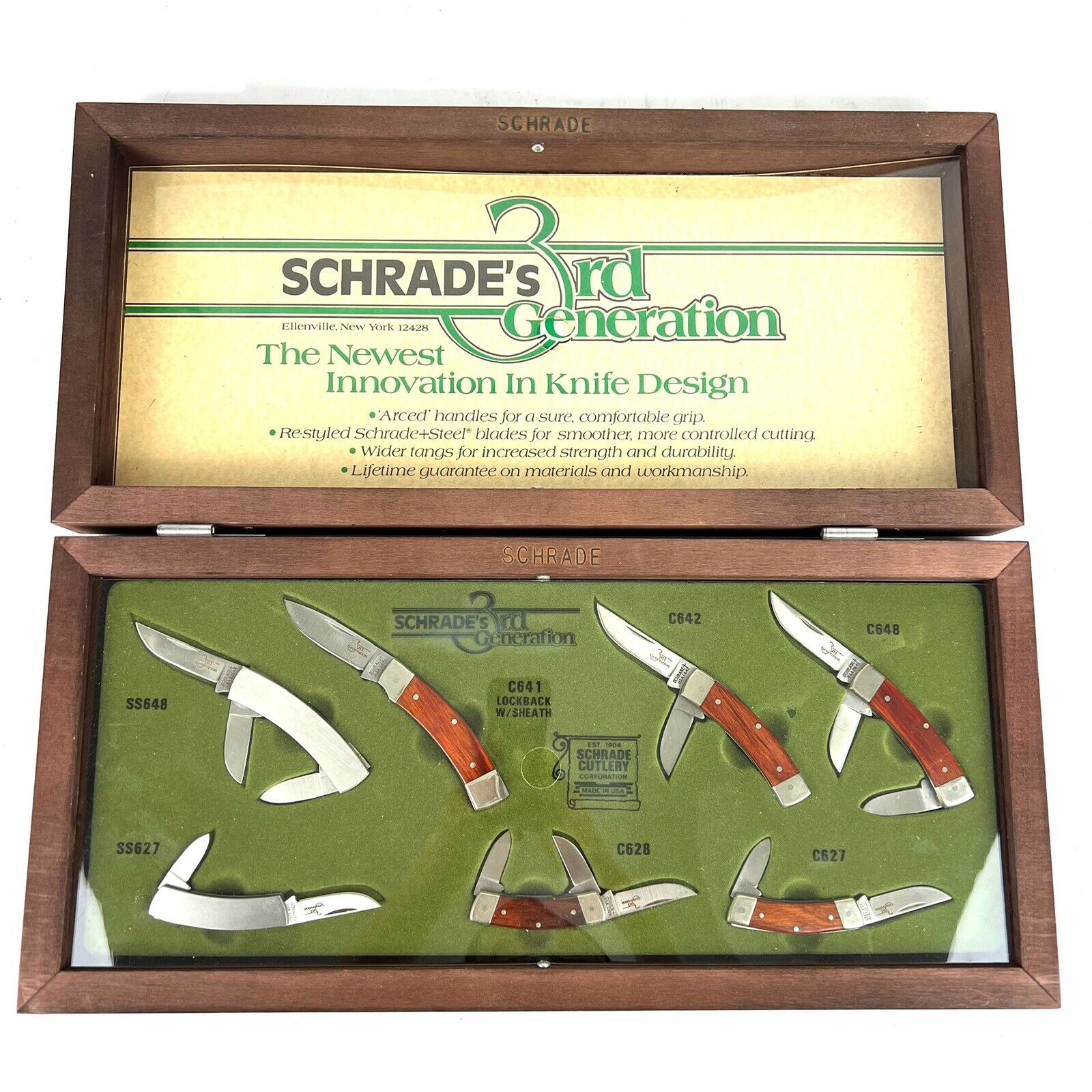 Vintage Schrade 3rd Generation Knife Set Complete USA With Box