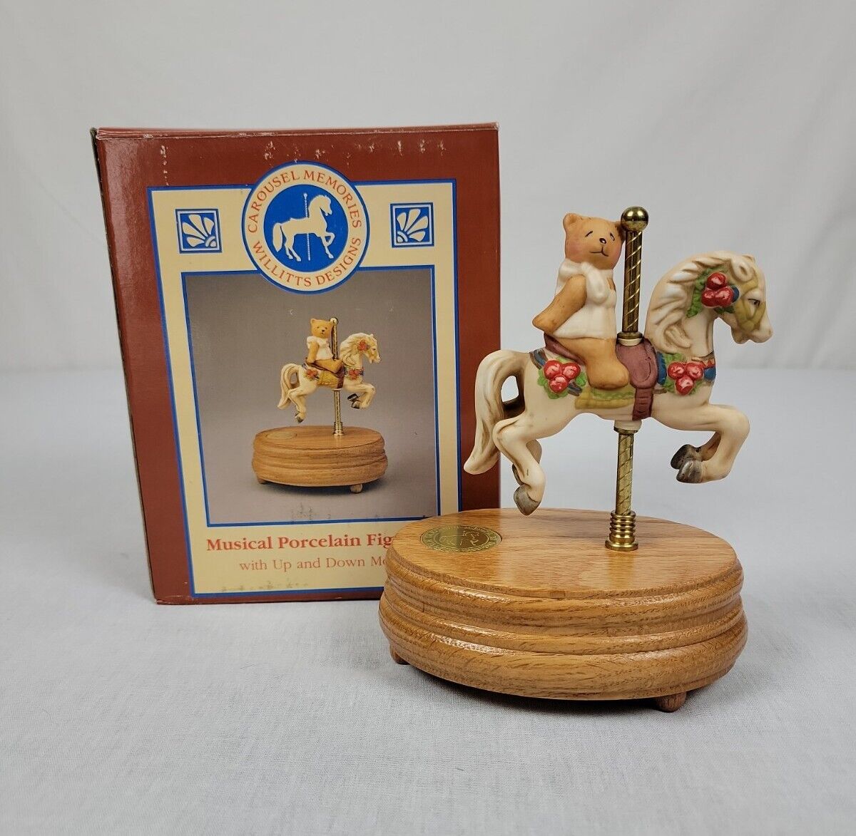 Willitts Designs Horse Carousel Musical Porcelain Figurine Teddy Bear #05001