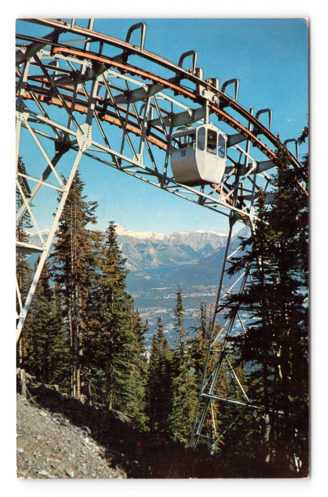 Banff Sulfer Springs Mountain Gondola Lift Alberta Canada Chrome Postcard L14