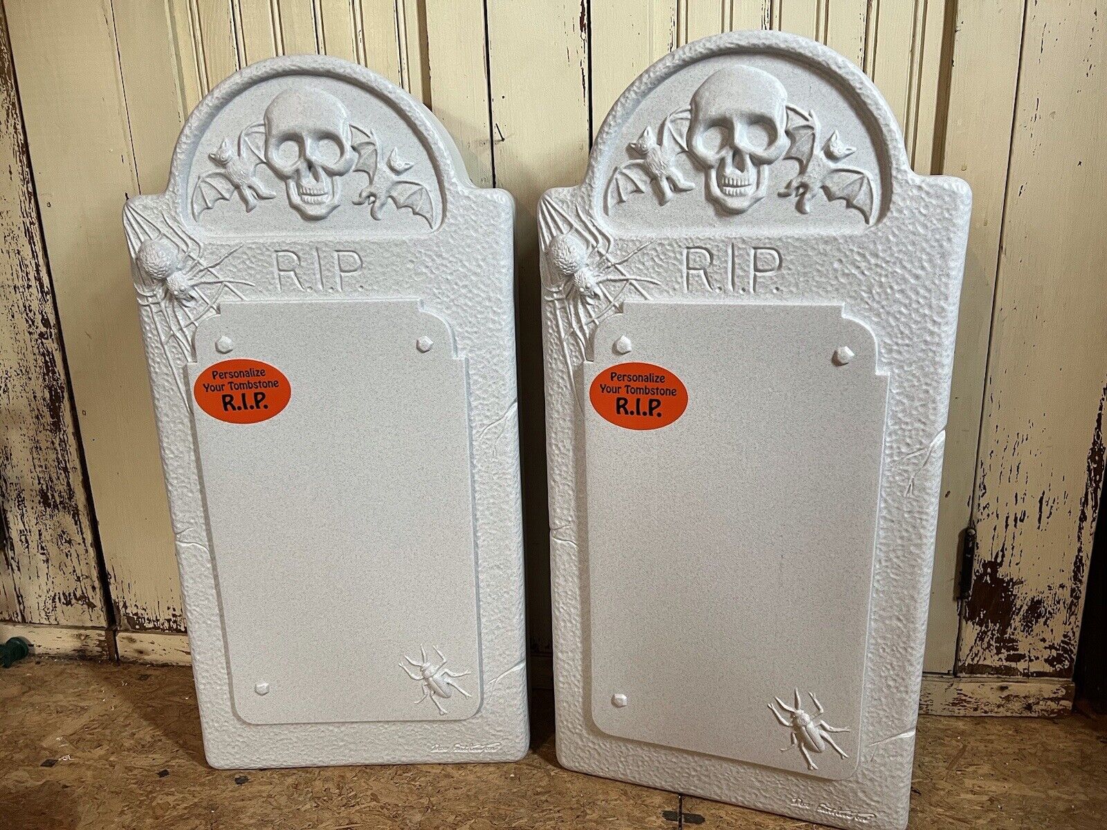 Blow Mold Halloween Gravestone Tombstones Union Products Don Featherstone PAIR