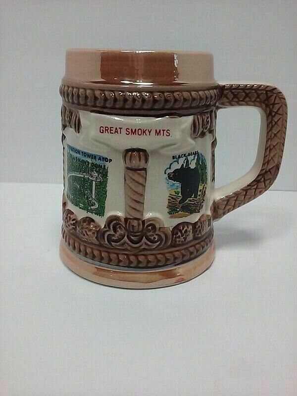 Vtg Great Smoky Mountains Beer Stein Drink Mug Cup Japan Travel Souvenir
