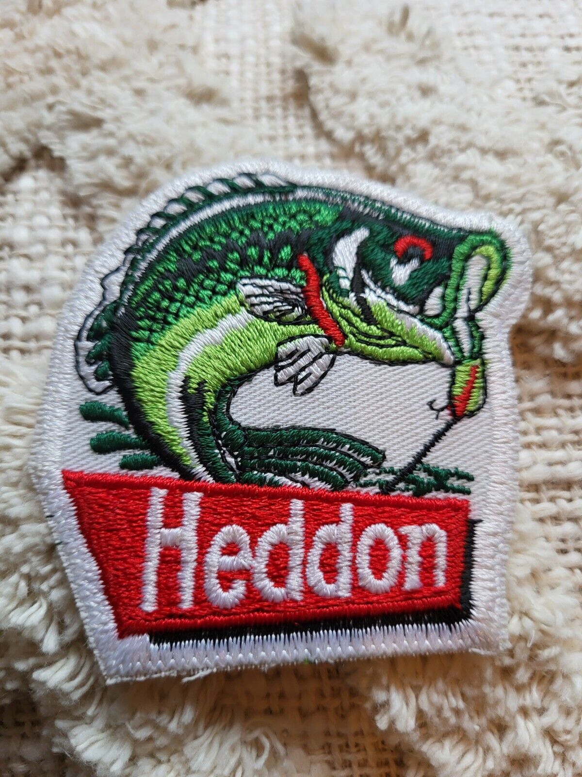 VTG HEDDON LURES EMBROIDERED SEW ON PATCH BASS FISHING JIGS BAITS 2 3/4\