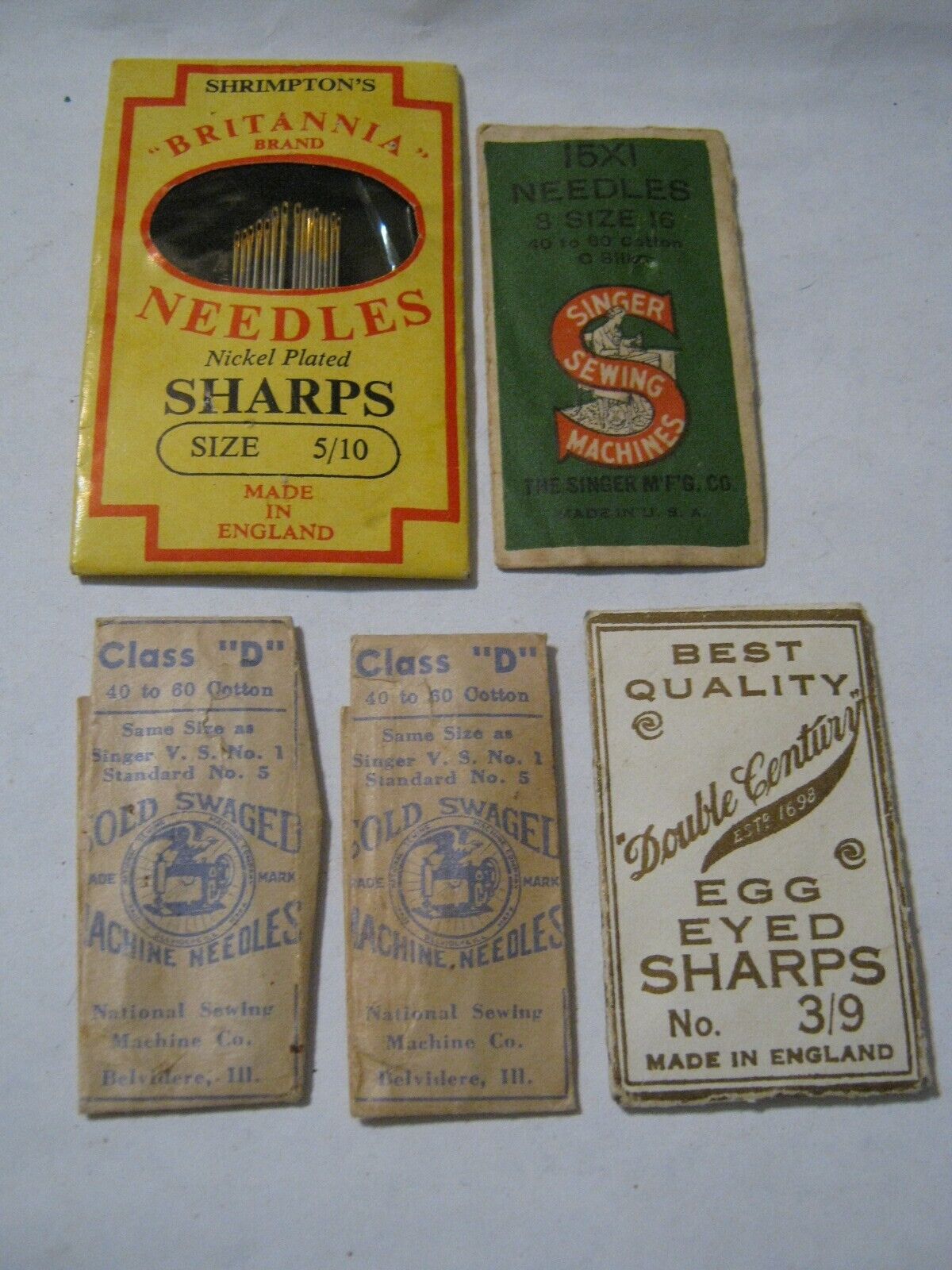 Lot of  Old Sewing Needles, Original Packaging, Shrimpton\'s, Singer, National, &