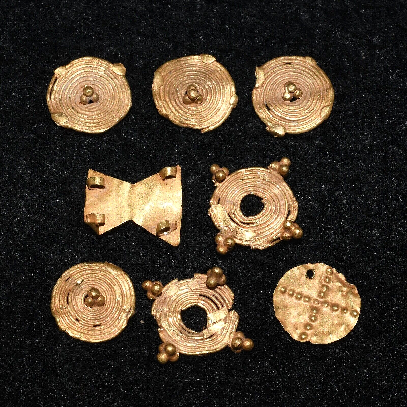 8 Ancient Roman & Greek Gold Beads & Ornaments Circa 300 BCE - 1st Century AD