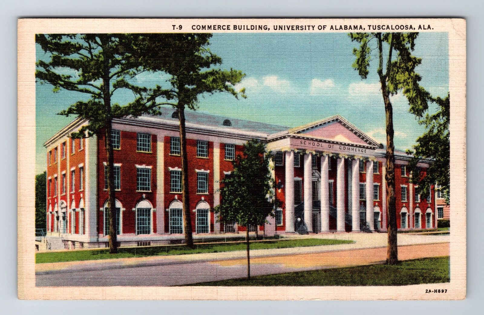 Tuscaloosa AL-Alabama, University Of Alabama, Commerce Vintage Souvenir Postcard