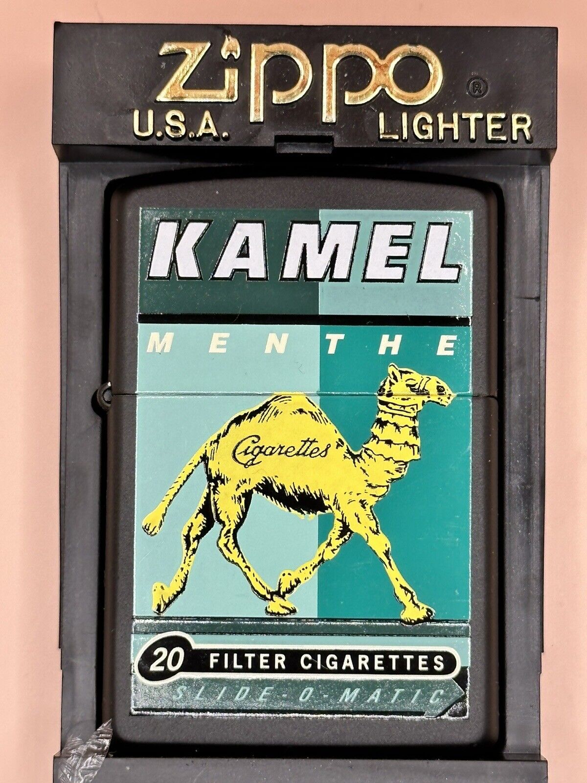 Vintage 1997 Kamel Menthe Black Matte Zippo Lighter New Camel