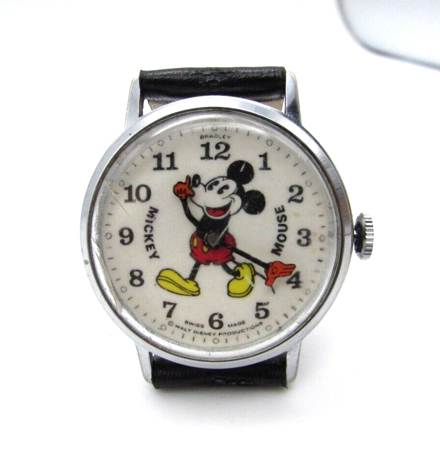 Vintage Mickey MOUSE fat Boy 47 BRADLEY Running 1970's Watch 34mm Case