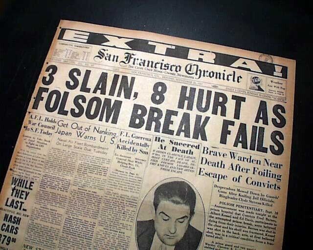 Great FOLSON STATE PRISON California Convicts Escape Try & Murder 1937 Newspaper