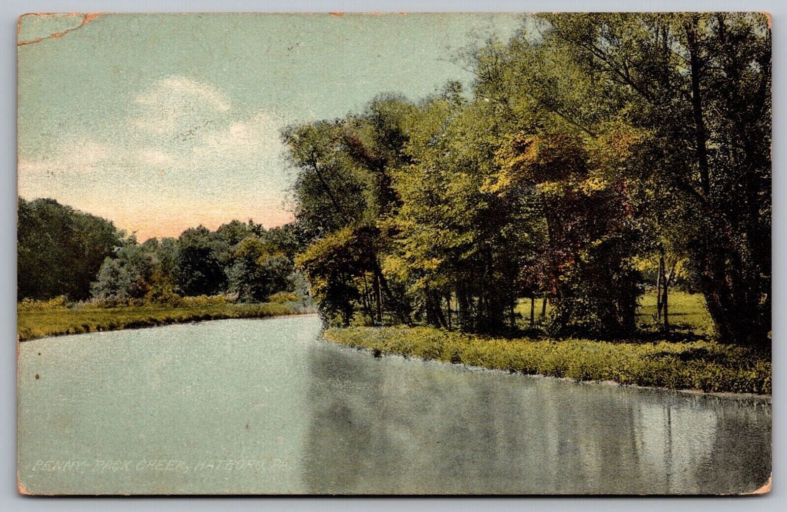 Penny Pack Creek Hatboro Pennsylvania Waterfront Reflections Vintage PM Postcard
