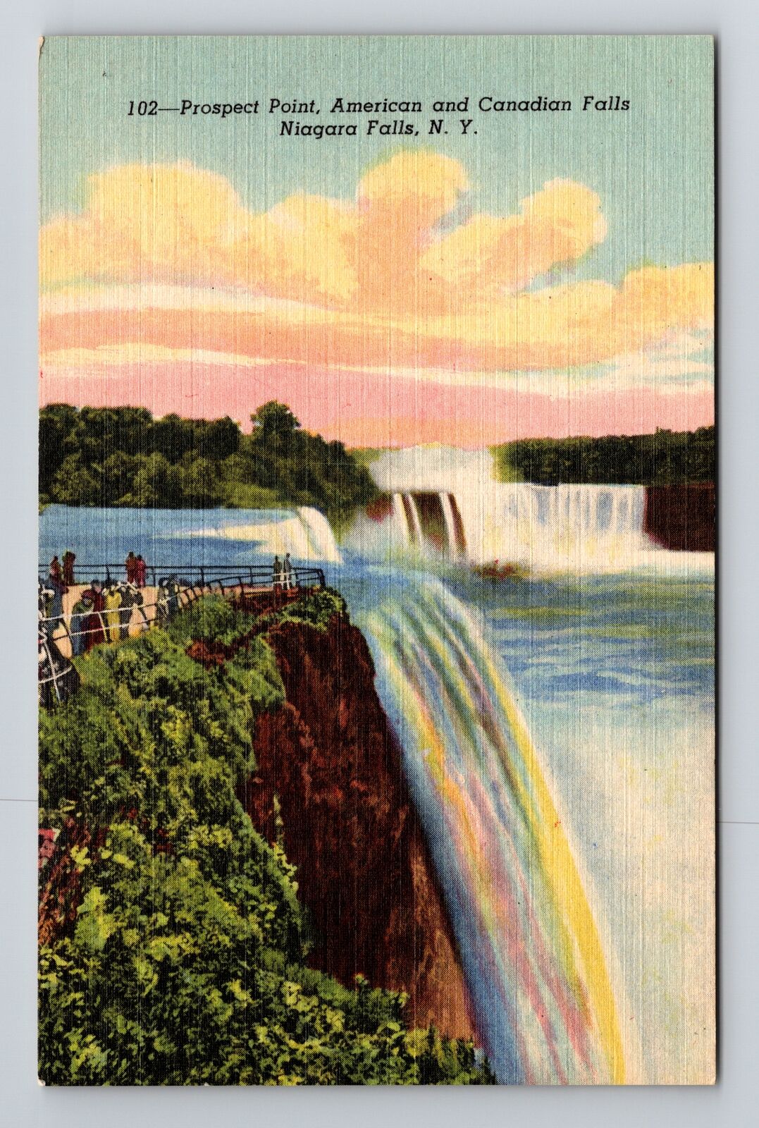 Niagara Falls NY-New York, Colorful Falls, Prospect Point, Vintage Postcard
