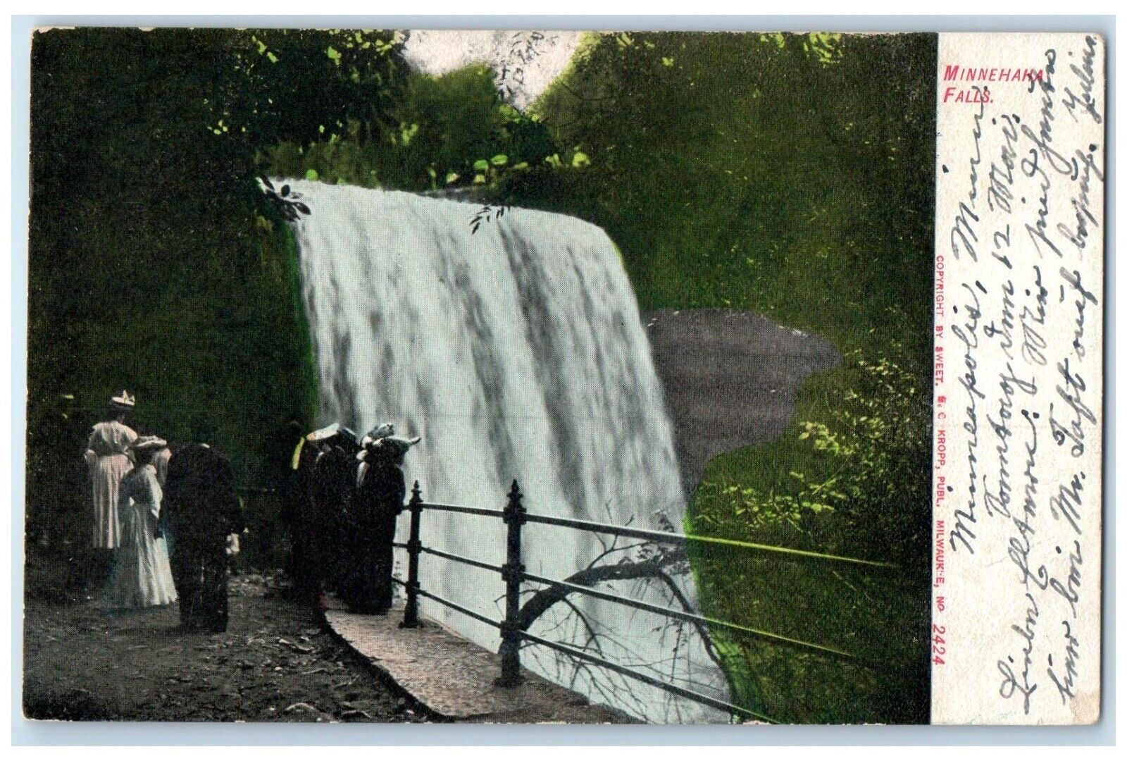1907 View Of Minnehaha Falls Waterfalls Minneapolis Minnesota MN Posted Postcard