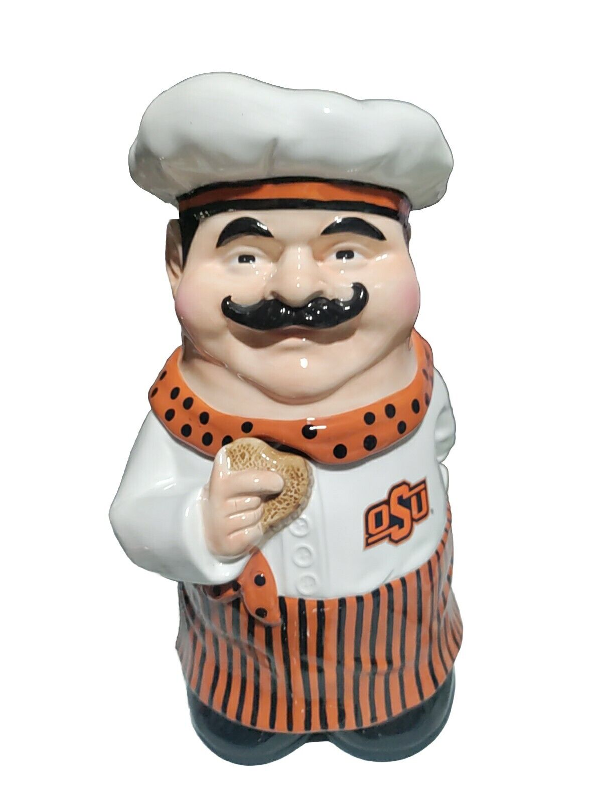 Oklahoma State University Chef Cookie Jar-Rare Great Condition 1st In A Series