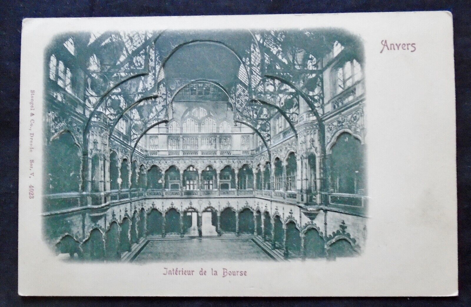Anvers, Belgium, Interieur de la Bourse, embossed, undivided back, circa 1900