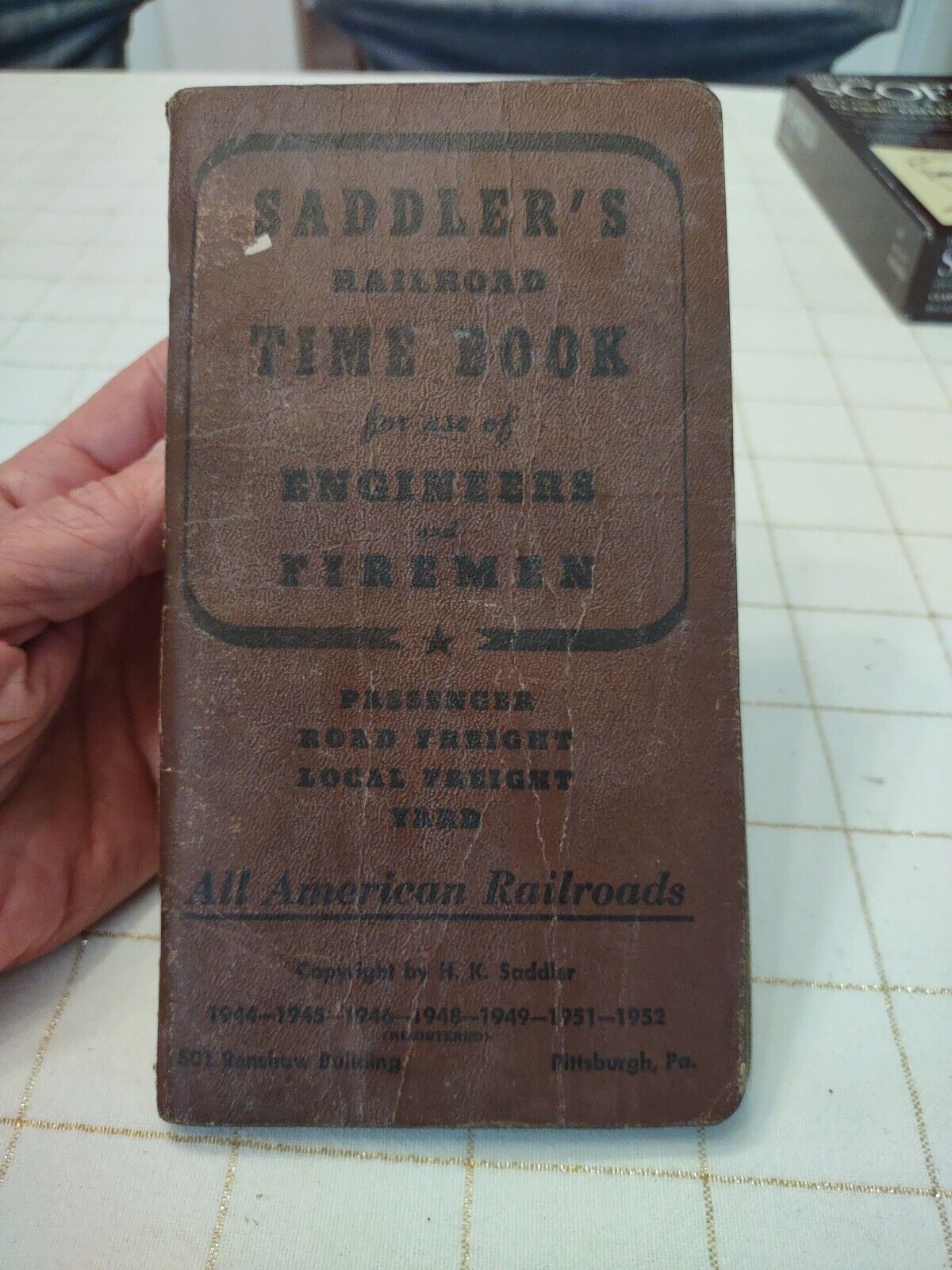 Antique Saddler\'s Railroad Time Book 1952 with Entries From 1953++Paperwork 