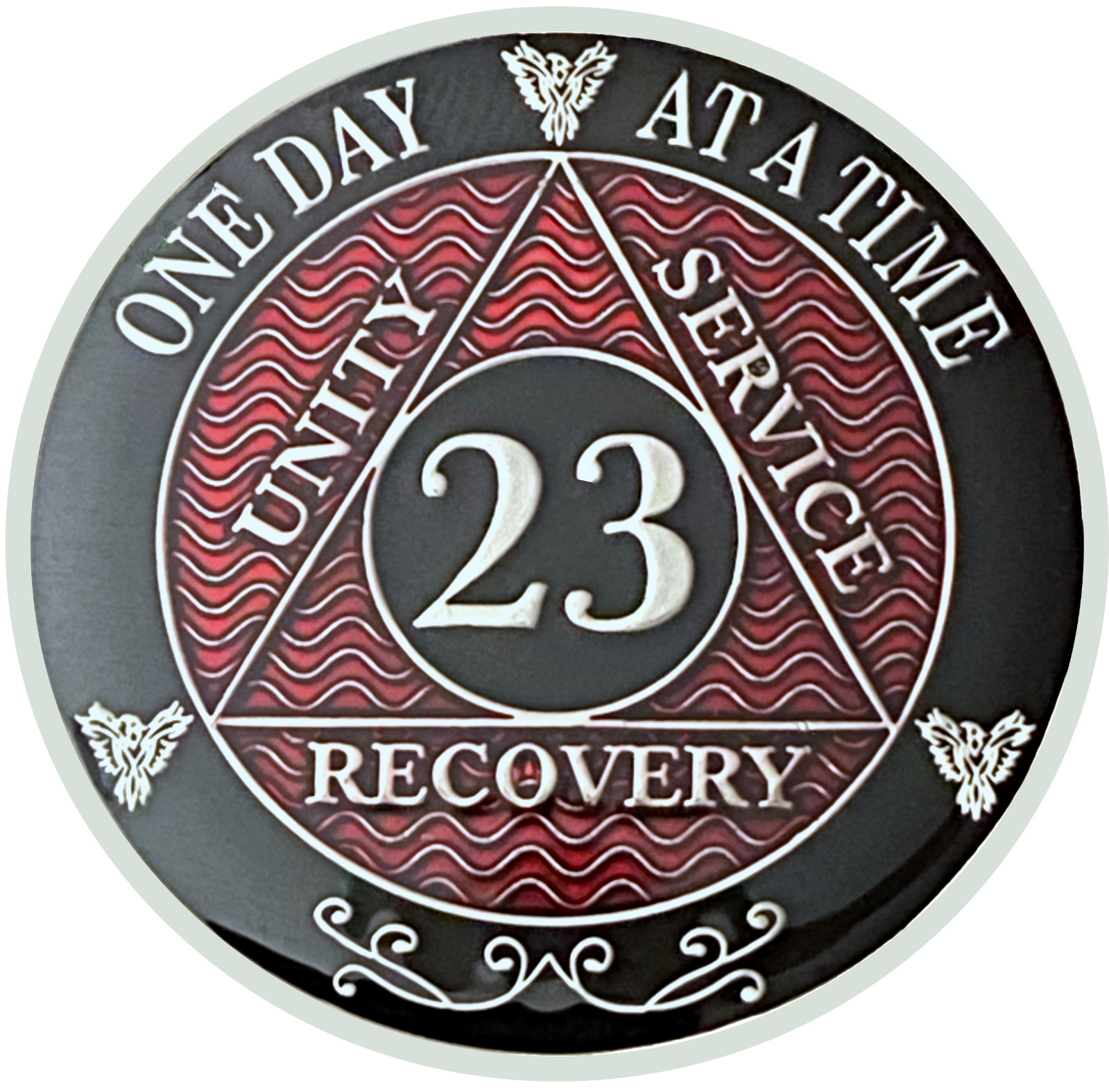 AA 23 Year Coin, Silver Color Plated Medallion, Alcoholics Anonymous Coin