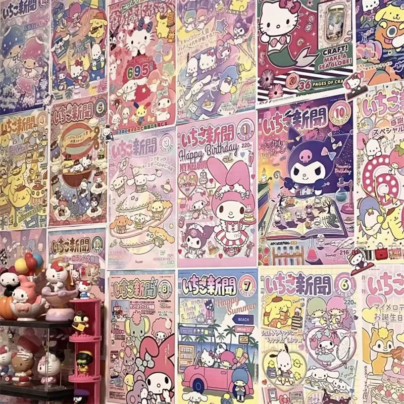 Sanrio Hello Kitty and Kuromi Posters Japanese Anime Paper Paintings for Living