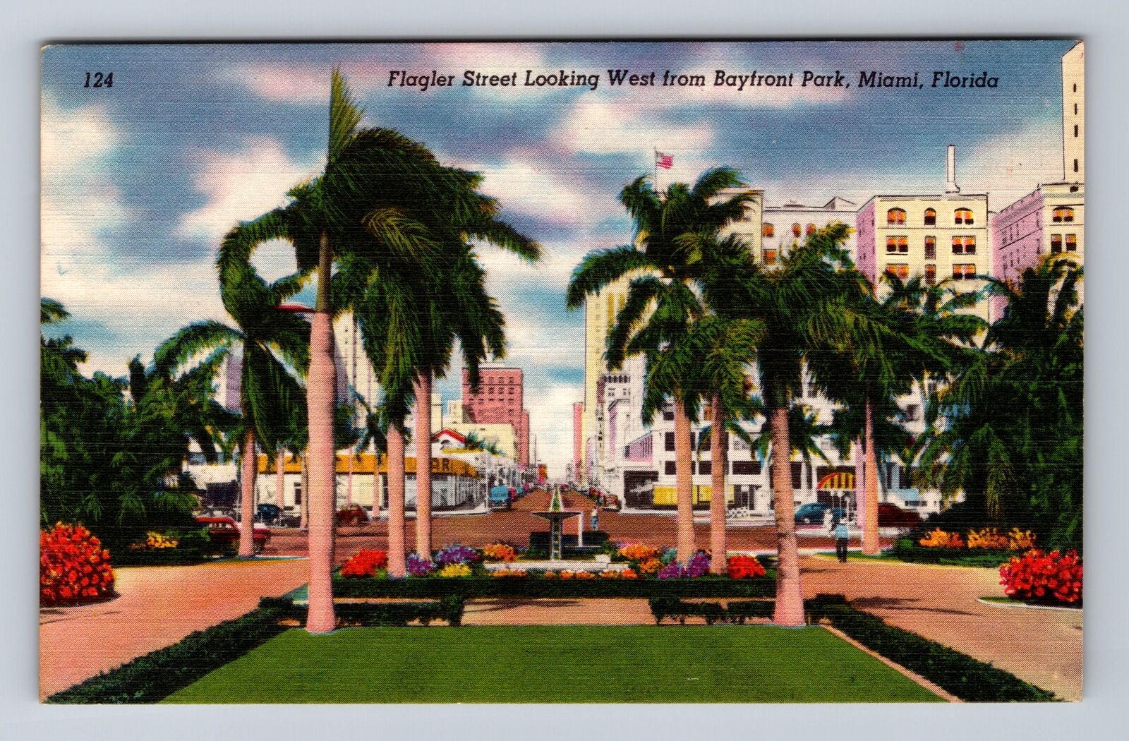 Miami FL-Florida, Bay Front Park Formal Italian Gardens, Vintage Postcard